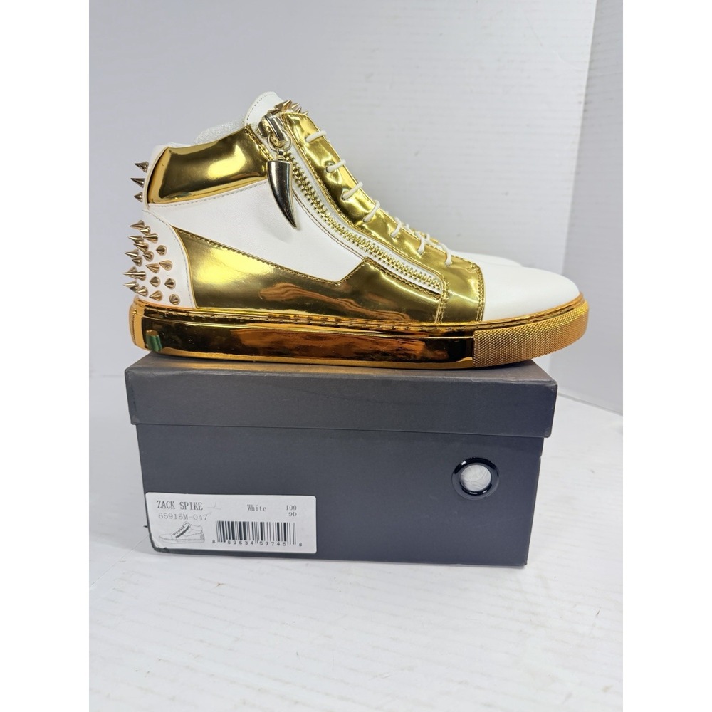 J75 by JUMP Zack Spike Men's 9 White Gold Studded High Top Sneakers NIB Rare